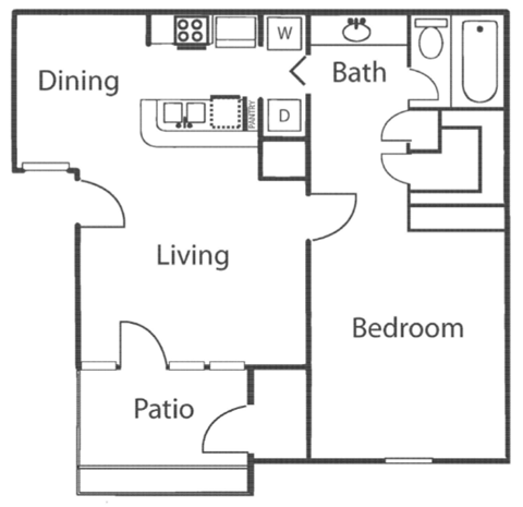 a floor plan of a house with a bedroom and a living room